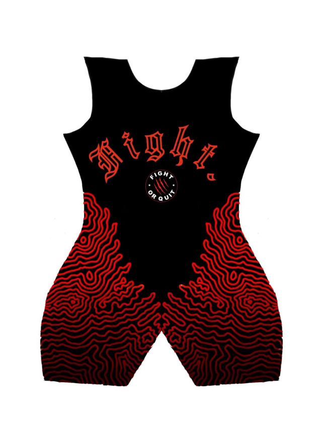 Red on Black FIGHT Singlet