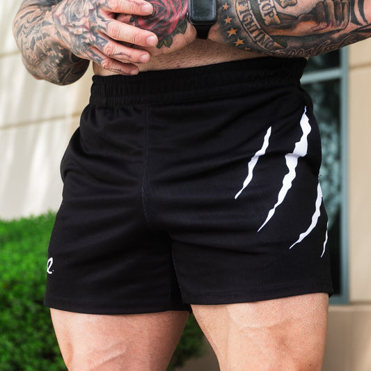 Men's Black w/ White Claw MESH Shorts (Pockets)