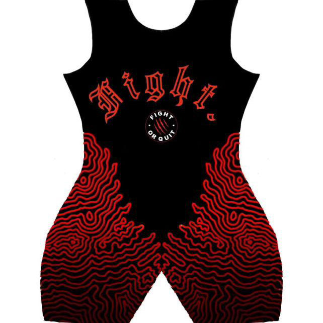 Red on Black FIGHT Singlet