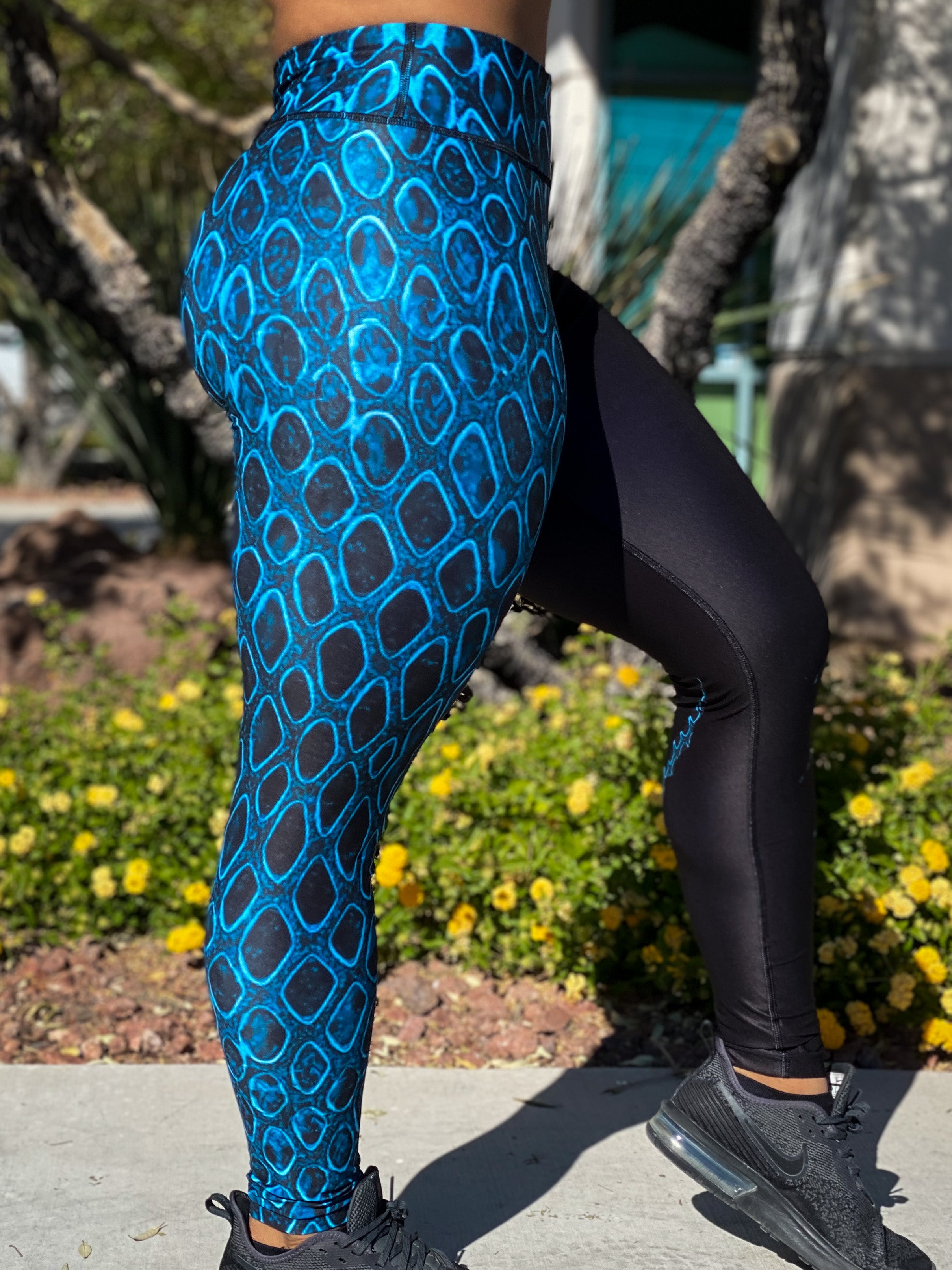 Blue shop snakeskin leggings